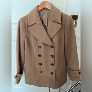 Kuna, baby alpaca, camel colored pea coat size M